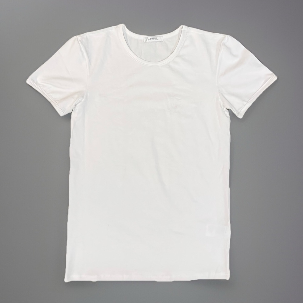 2X Versace Collection Men’s White Logo Round Neck Medusa T-Shirt Undershirt, New